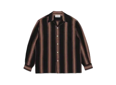 WACKO MARIA Striped Open Collar Shirt "Black"
