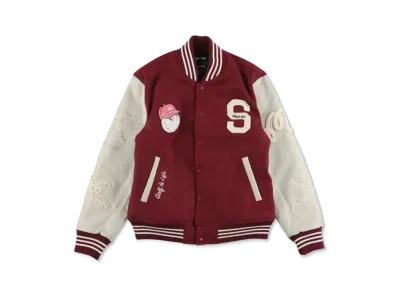 WIND AND SEA x Malbon Golf Varsity Jacket "Burgundy"