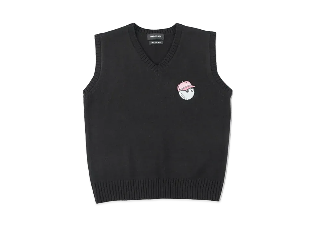 WIND AND SEA x Malbon Golf Knit Vest "Black"