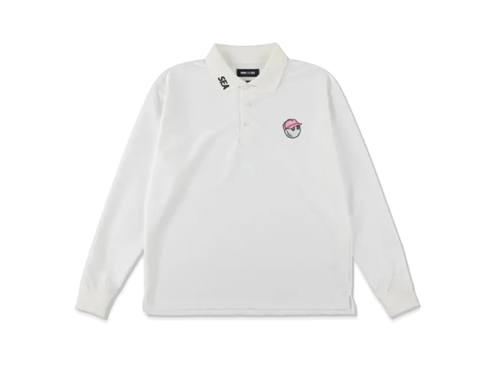 WIND AND SEA MALBON ポロシャツ ホワイト WIND AND SEA x Malbon Golf L/S Polo Shirt 