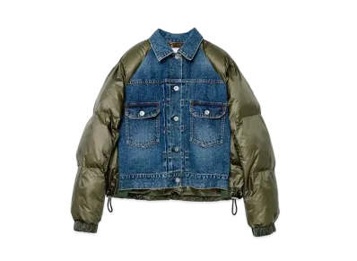 sacai Denim x Nylon Taffeta Puffer Blouson "Blue"