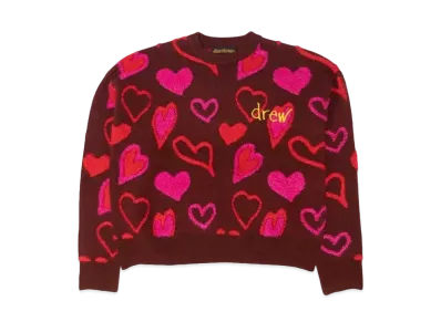 drew house Scribble Hearts Sweater "Red"