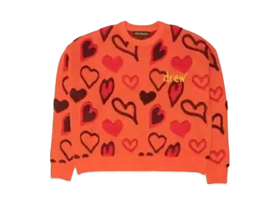 drew house Scribble Hearts Sweater "Orange"