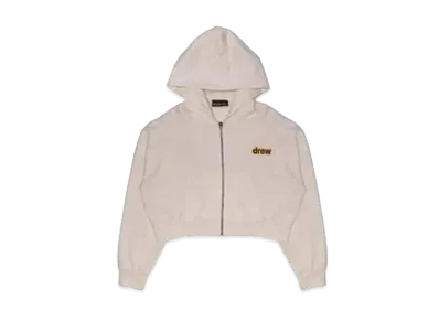 drew house Cropped Zip Up Hoodie "Cream"