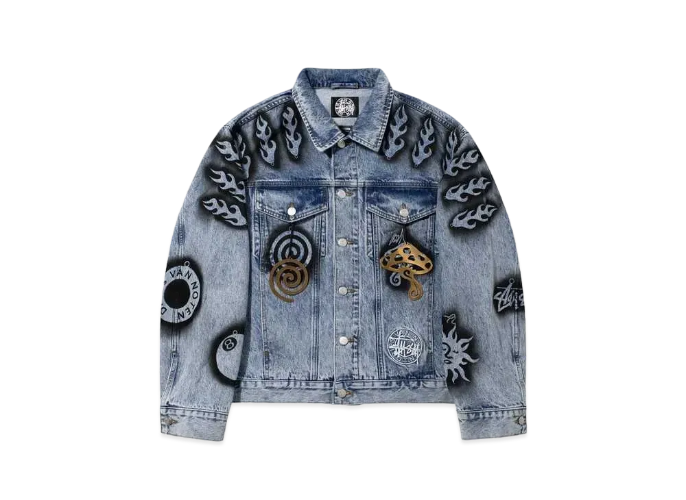 Stussy x Dries Van Noten Hand-Stencilled Denim Jacket "Washed Blue"