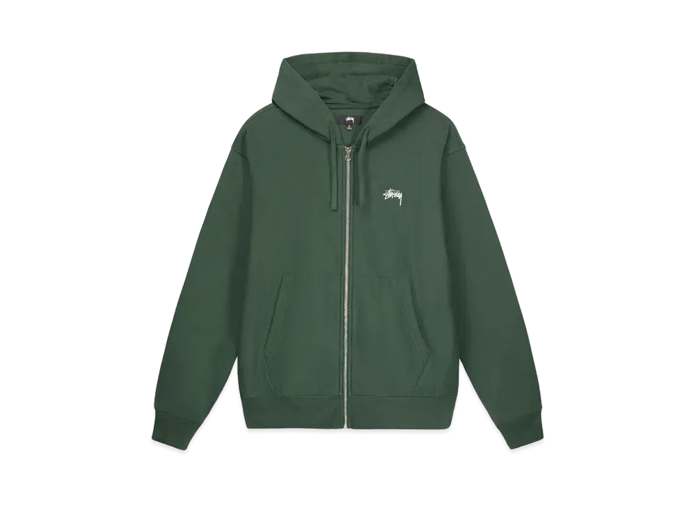 Stussy Overdyed Stock Logo Zip Hoodie "Forest"