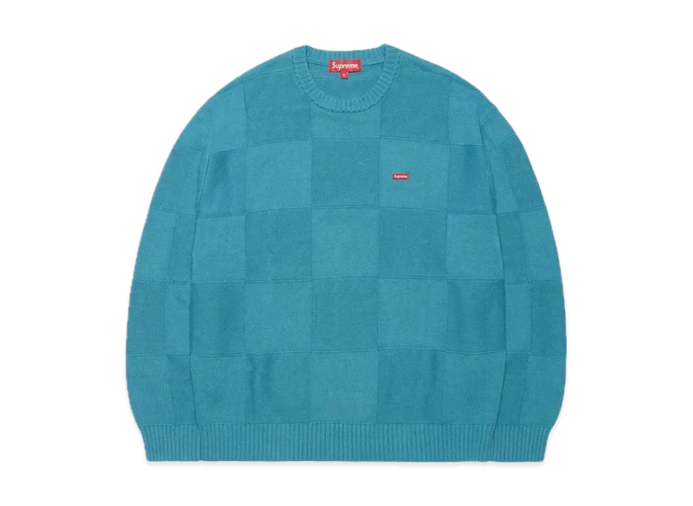 Supreme Tonal Checkerboard Small Box Sweater "Teal"