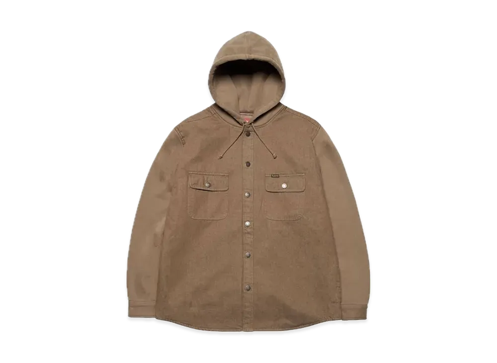 シュプリーム フリース フーディー デニム シャツ "ブラウン"