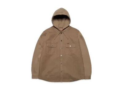 Supreme Fleece Hooded Denim Shirt "Brown"
