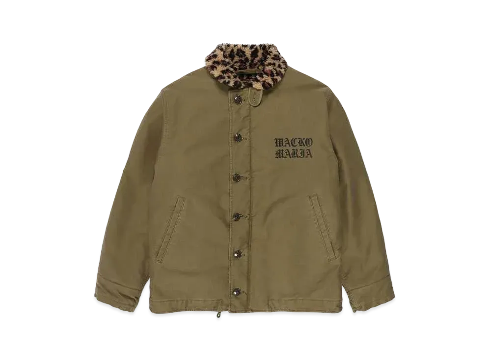 WACKO MARIA Leopard Boa Deck Jacket "Khaki"