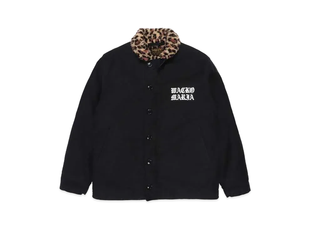 WACKO MARIA Leopard Boa Deck Jacket "Black"