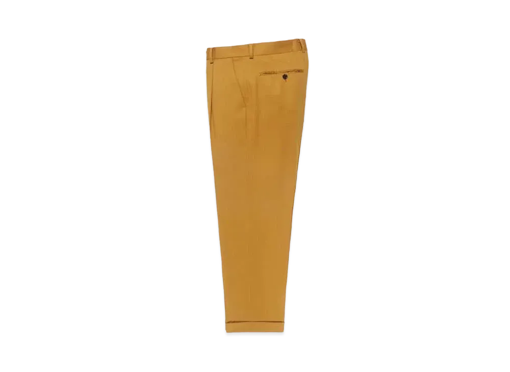 WACKO MARIA DORMEUIL / Pleated Trousers (Type-1) , Straight Trousers "Yellow"