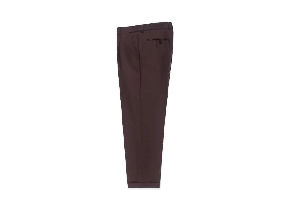 WACKO MARIA DORMEUIL / Pleated Trousers (Type-2) , Straight Trousers "Dark Brown"