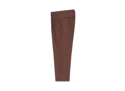 WACKO MARIA DORMEUIL / Striped Pleated Trousers (type-1) , Straight Trousers "Brown"