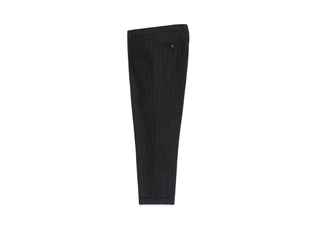 WACKO MARIA DORMEUIL / Striped Pleated Trousers (type-1) , Straight Trousers "Black"