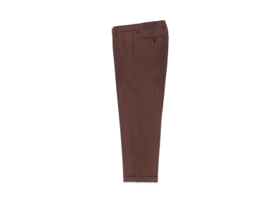 WACKO MARIA DORMEUIL / Striped Pleated Trousers (type-2) , Straight Trousers "Brown"