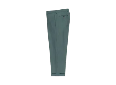 WACKO MARIA DORMEUIL / Striped Pleated Trousers (type-2) , Straight Trousers "Green"