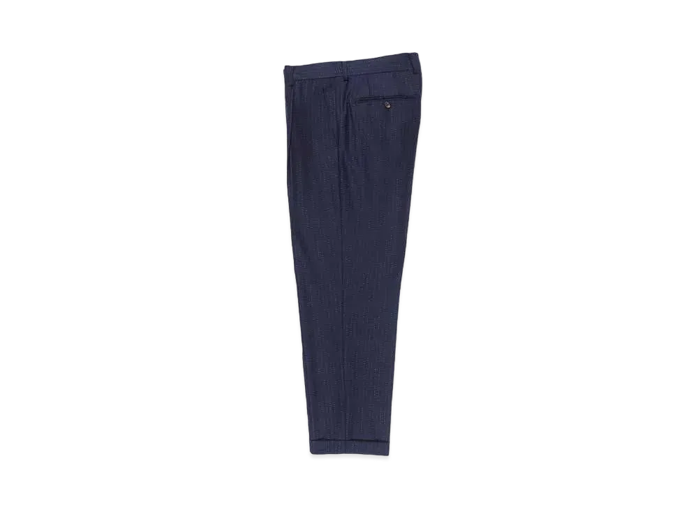WACKO MARIA DORMEUIL / Glitter Striped Pleated Trousers (type-2) "Navy"