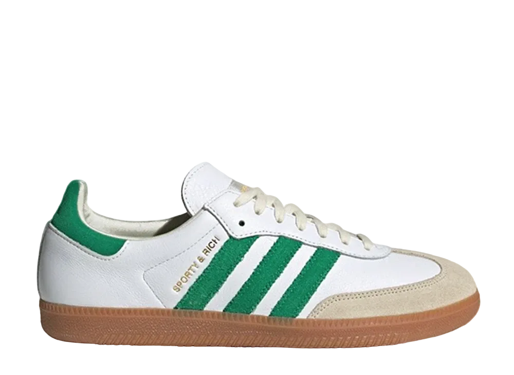 Sporty & Rich × adidas Samba OG "Footwear White/Green/Gum"