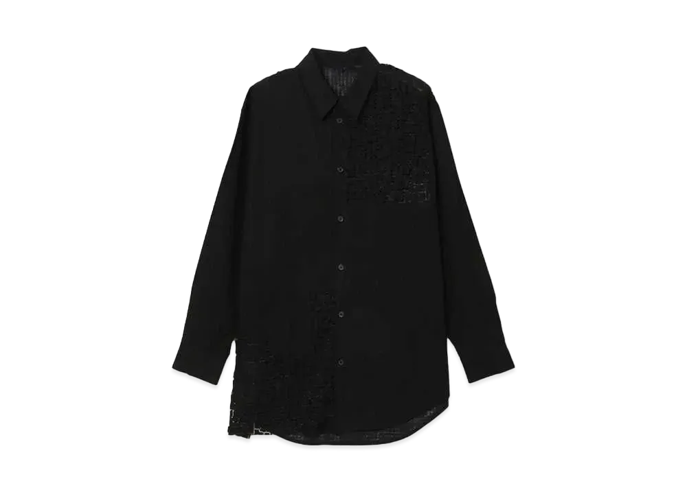 Yohji Yamamoto Ground Y x CHAINSAW MAN Door Opal Cotton Broad Blouse "Black"