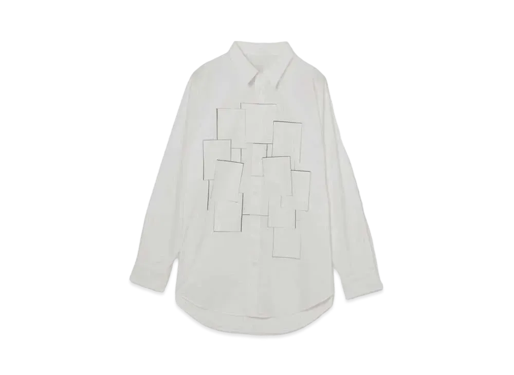 Yohji Yamamoto Ground Y x CHAINSAW MAN "Don't Ever Open This Door" Cotton Broad Blouse "White"