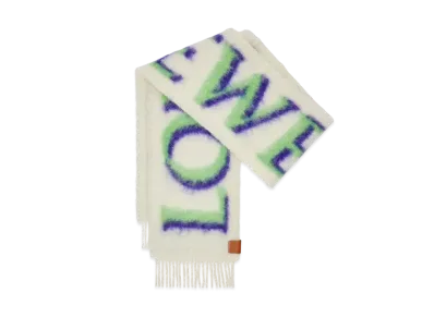 LOEWE Scarf In Wool and Mohair "White/Green"
