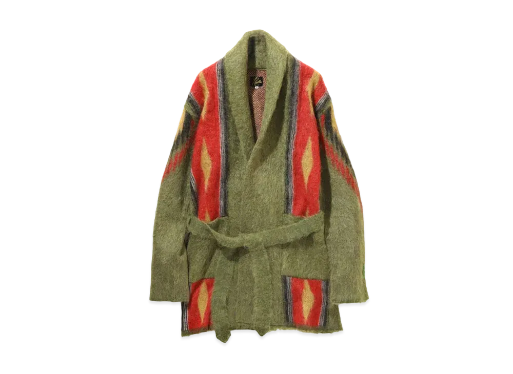 Needles x Hidden Mohair Shawl Cardigan Native Pattern "Green"