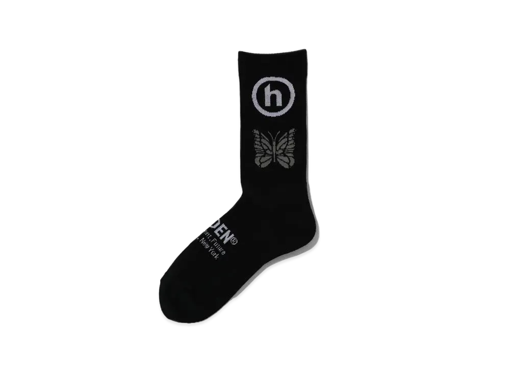 Needles x Hidden Jacquard Socks Papillon x Hidden "Black/White/Grey"