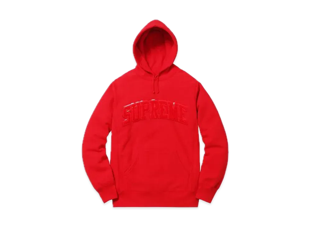 Supreme Patent Chenille Arc Logo Hooded Sweatshirt "Red"