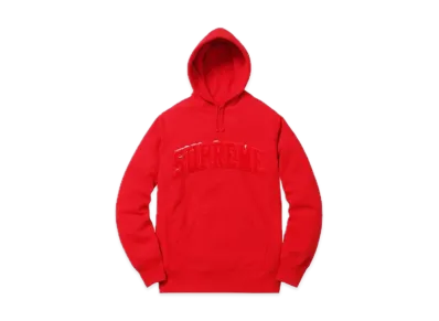 Supreme Patent Chenille Arc Logo Hooded Sweatshirt "Red"