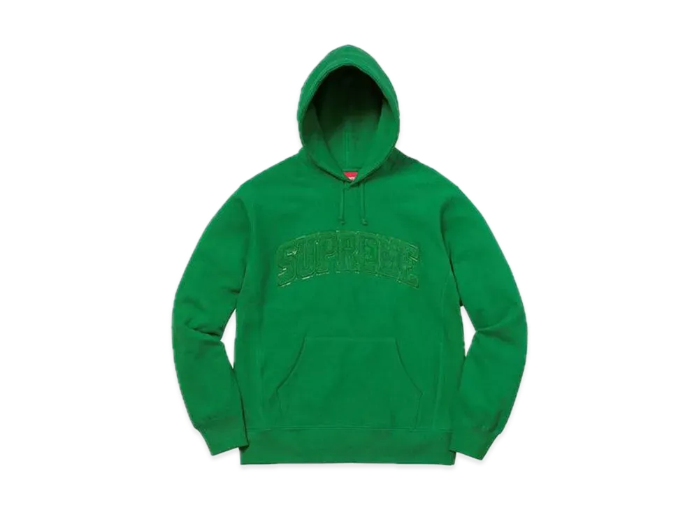 Supreme Patent Chenille Arc Logo Hooded Sweatshirt "Kelly Green"