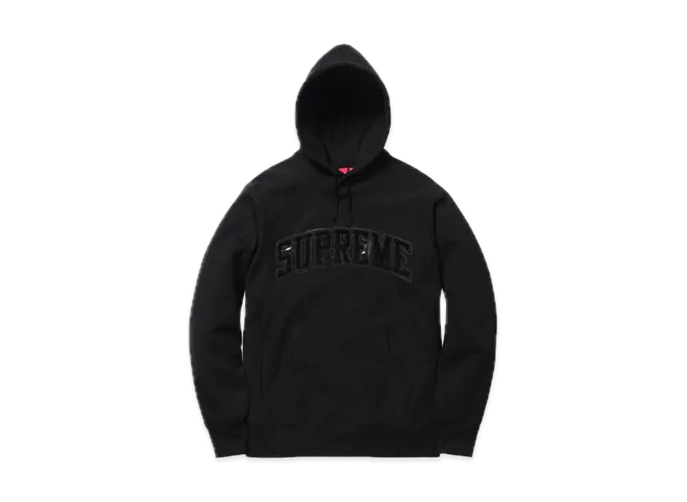 Supreme Patent Chenille Arc Logo Hooded Sweatshirt "Black"