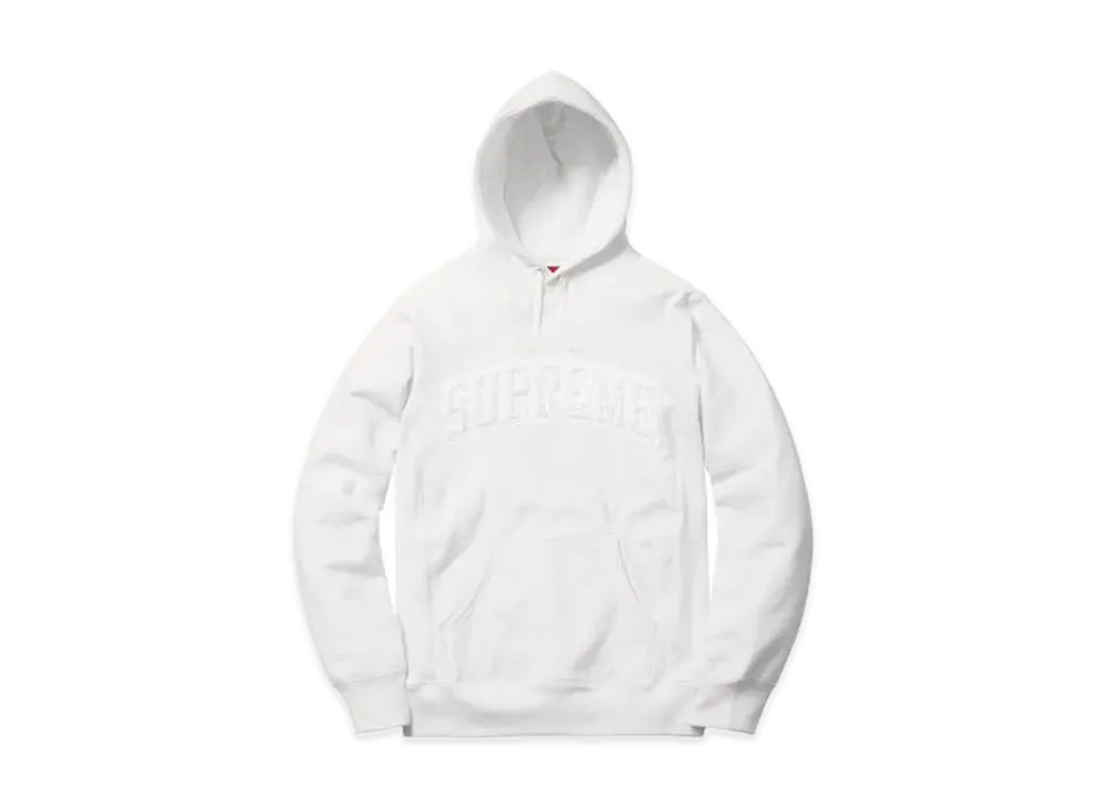Supreme Patent Chenille Arc Logo Hooded Sweatshirt "White"