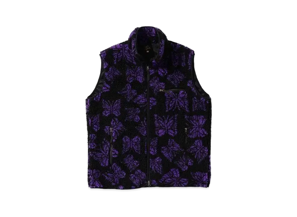 Needles x Beams Boa Fleece Vest "Black/Purple"