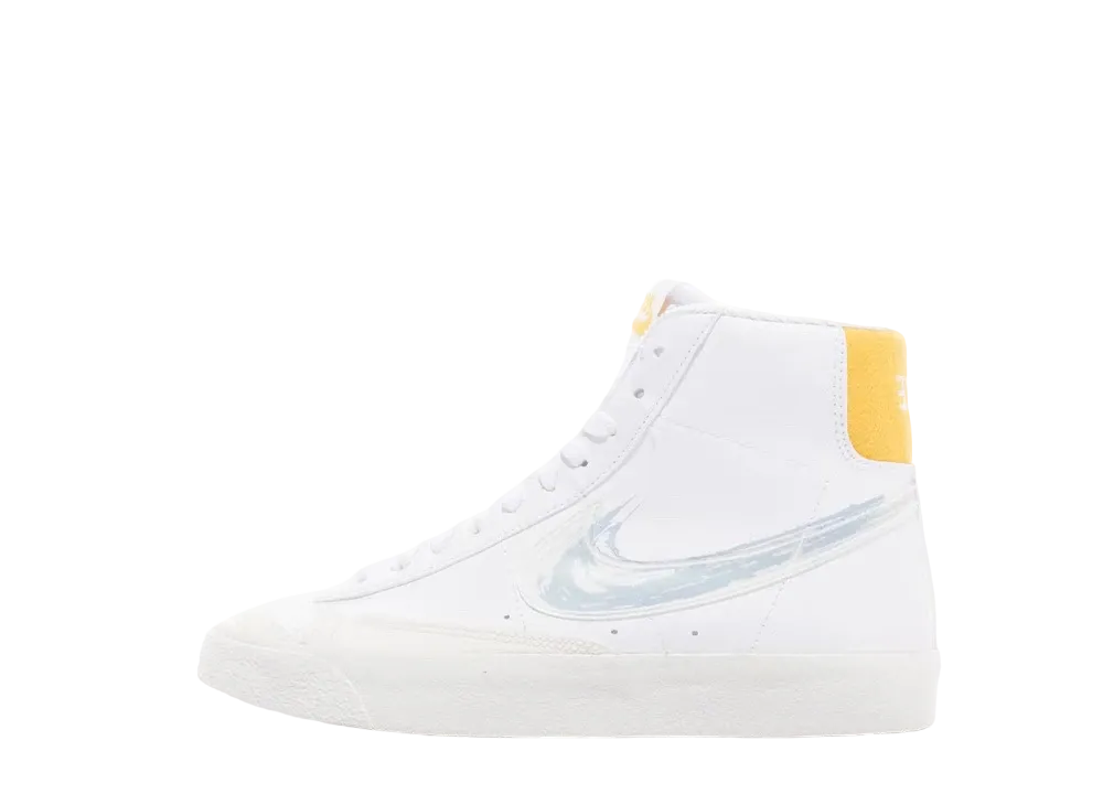Nike GS Blazer Mid 77 Painted Swoosh "White/Solar Flare"