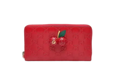 GUCCI Cherry Signature Zip Around Wallet "Red"