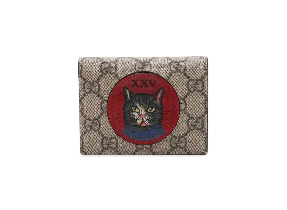 GUCCI Mystic Cat GG Supreme Card Case