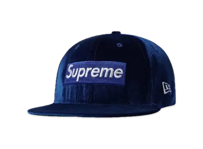 Supreme Velour Box Logo New Era "Navy"