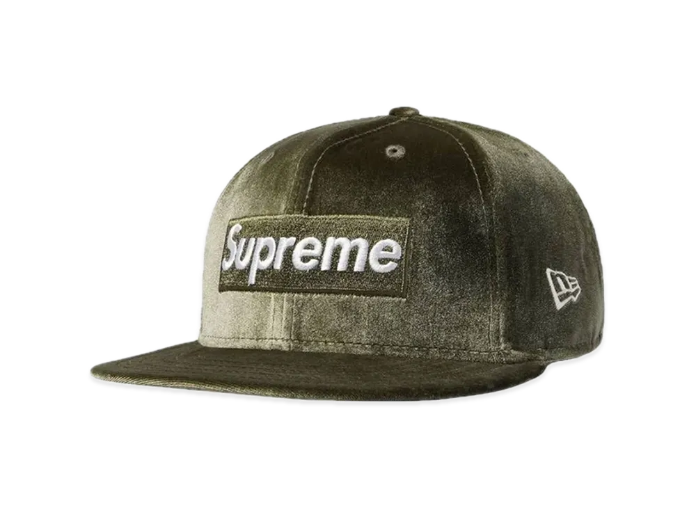 Supreme Velour Box Logo New Era "Olive"