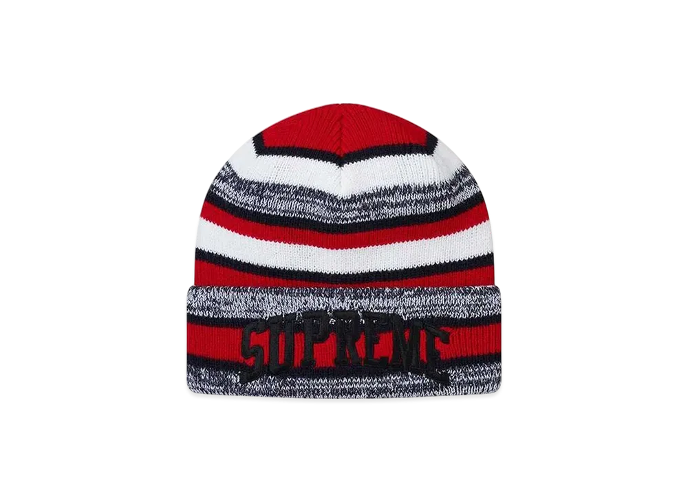 Supreme Heather Stripe Beanie "Red"