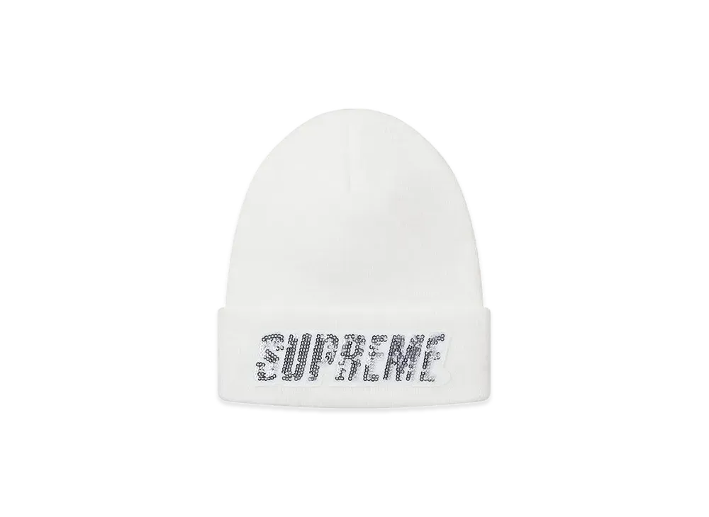 Supreme Sequin Beanie "White"