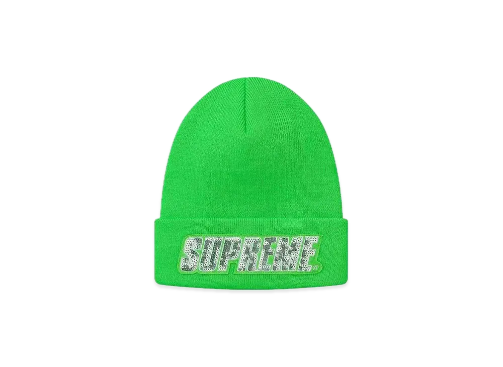 Supreme Sequin Beanie "Lime"