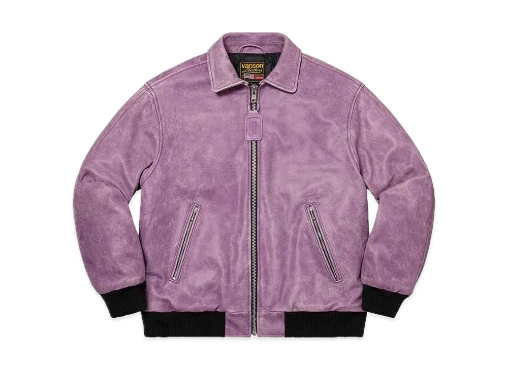 Supreme / Vanson Leathers Worn Leather Jacket "Dark Purple"