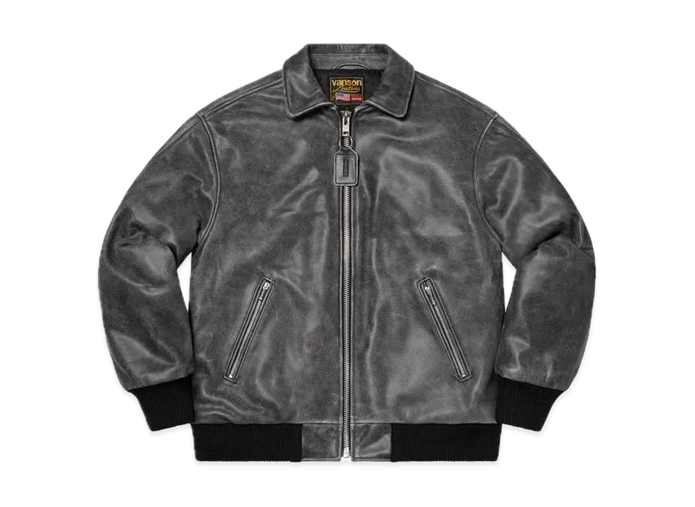 Supreme / Vanson Leathers Worn Leather Jacket "Black"