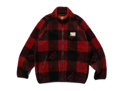 HUMAN MADE CHECK BOA FLEECE JACKET "Red"