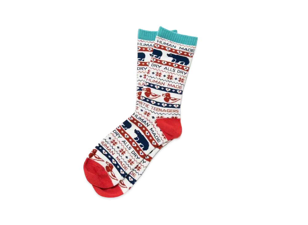 HUMAN MADE NORDIC PATTERNED SOCKS "Red"