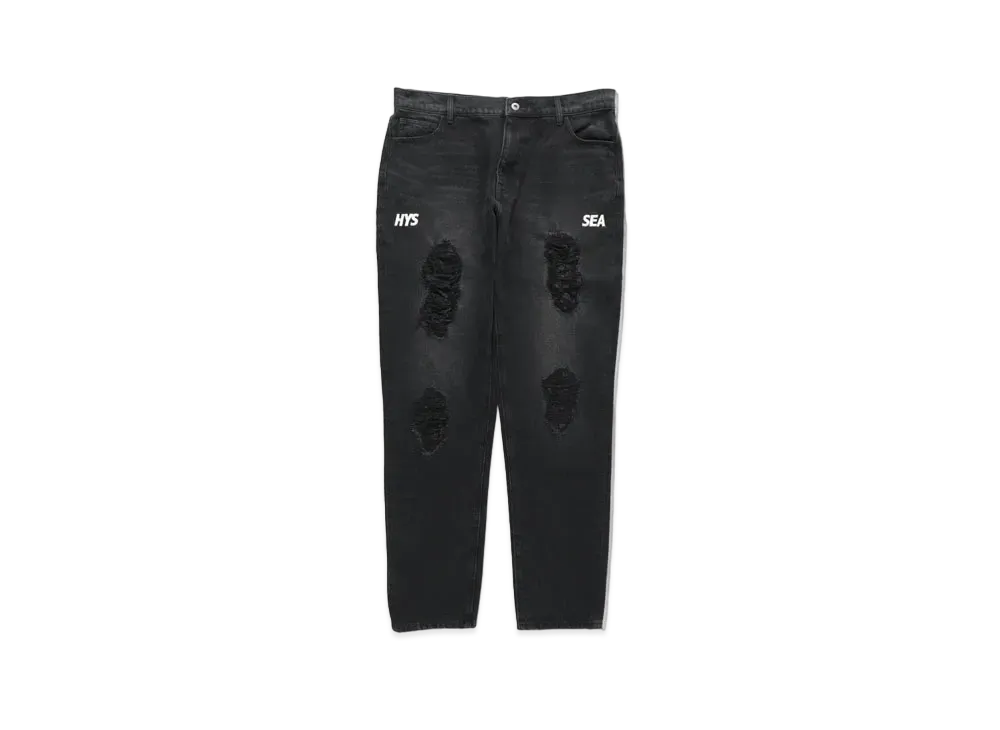 WIND AND SEA x HYSTERIC GLAMOUR Damaged Skinny Denim Pants "Black"