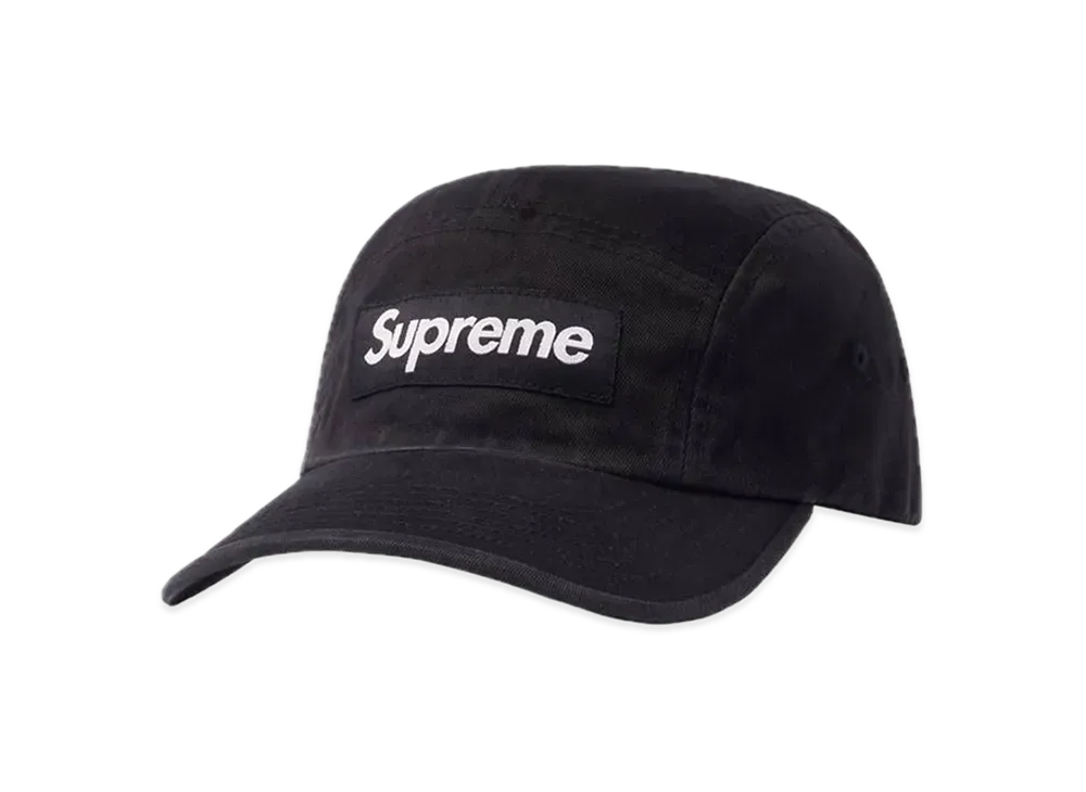 Supreme Washed Chino Twill Camp Cap "Black"(22FW)