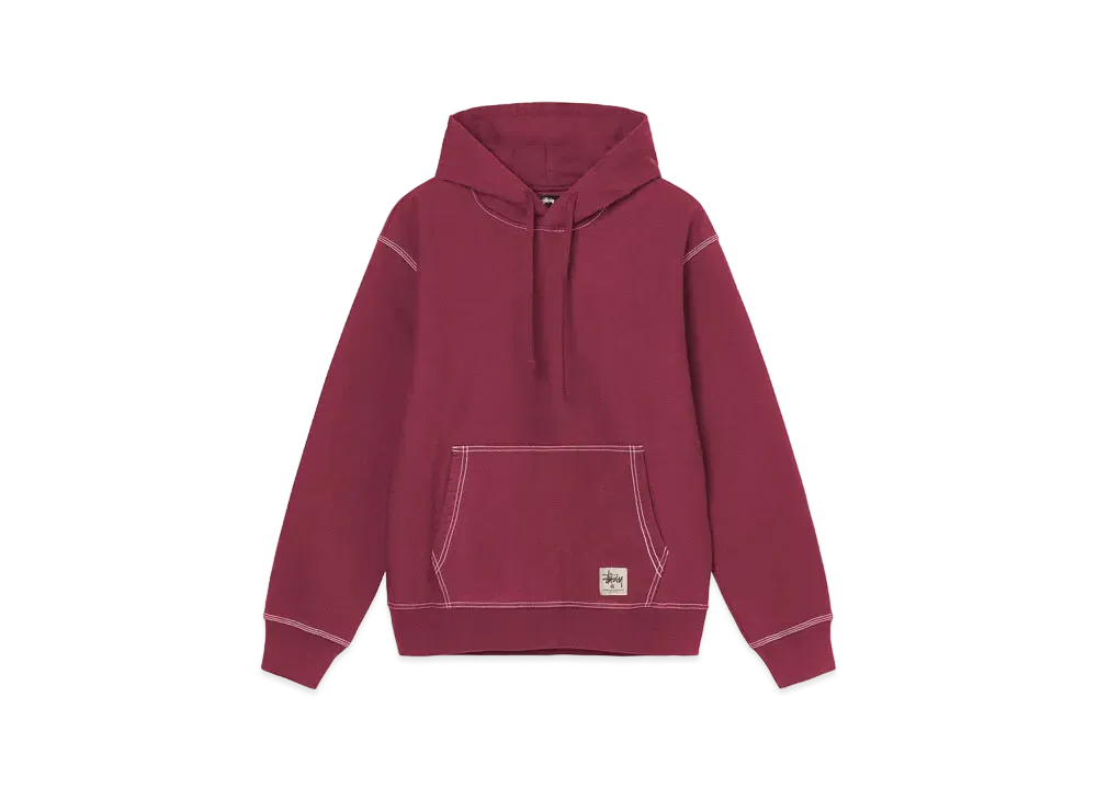 Stussy Contrast Stitch Label Hoodie "Berry"