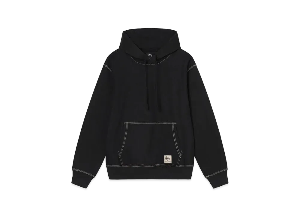 Stussy Contrast Stitch Label Hoodie "Black"
